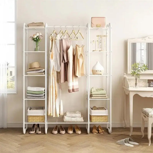 Armoire-penderie autoportante – Blanc/Noir, Style étagère ouverte, Pour une personne