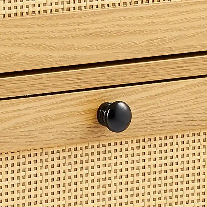 Table de chevet 2 tiroirs en rotin et bois naturel (montage par 1 personne)