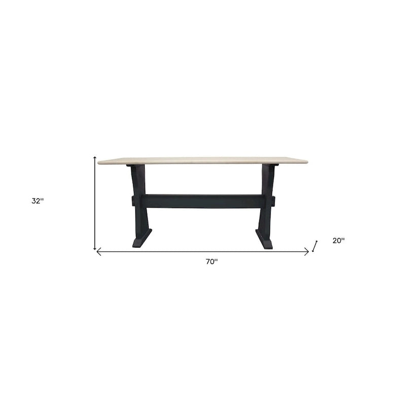 Console plateau marbre noir ivoire – Style classique, piètement tréteau, pour 1 pièce