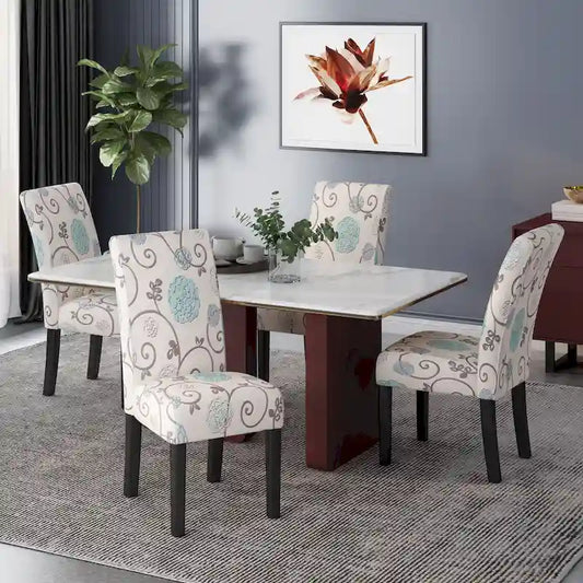 Chaises de salle à manger tapissées à motifs Pertica (lot de 4) par Christopher Knight Home