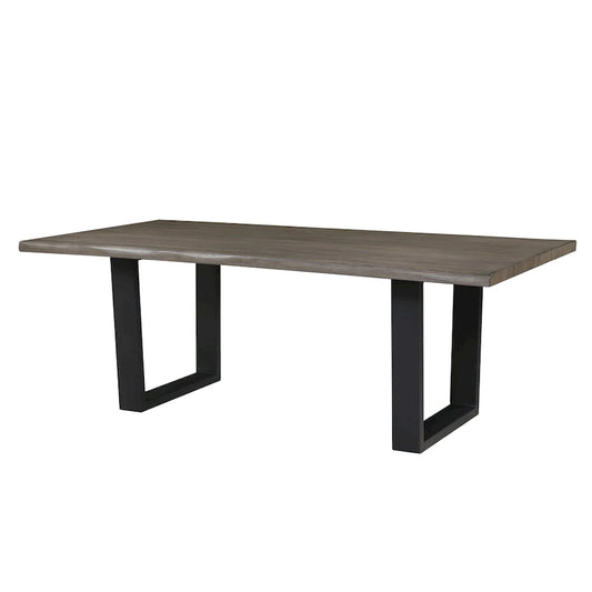 Table à manger rectangulaire en bois massif bord brut marron foncé pour 6 personnes