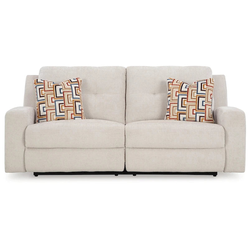 Canapé inclinable manuel 3 places en polyester touffeté beige clair