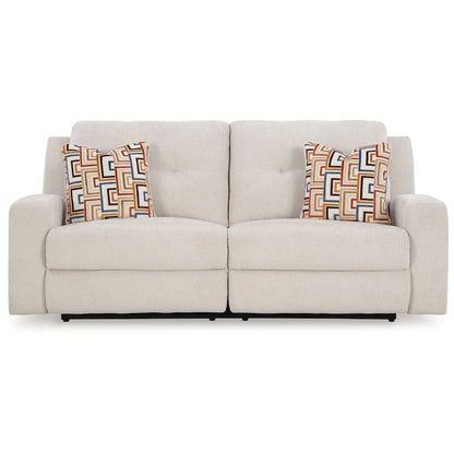 Canapé inclinable manuel 3 places en polyester touffeté beige clair