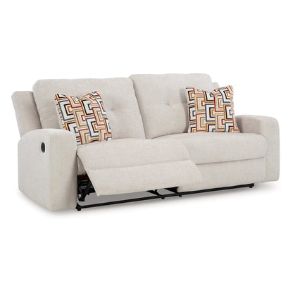 Canapé inclinable manuel 3 places en polyester touffeté beige clair