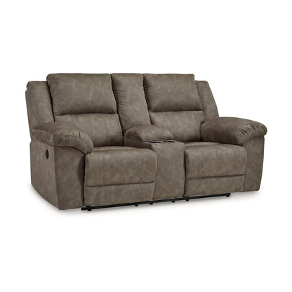 Causeuse inclinable manuelle en simili cuir marron pour 2 personnes