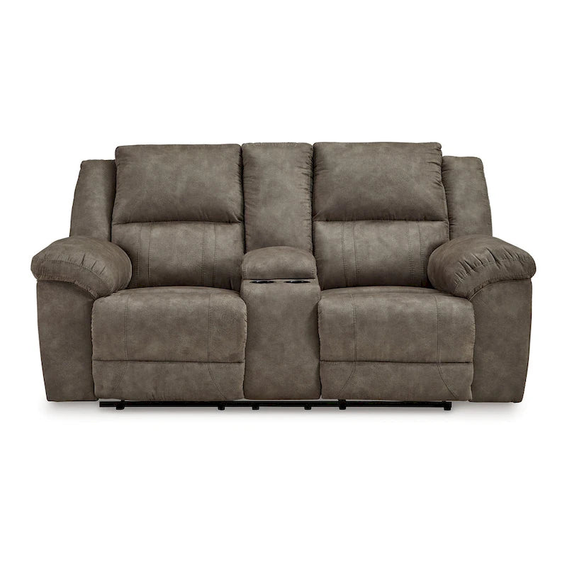 Causeuse inclinable manuelle en simili cuir marron pour 2 personnes