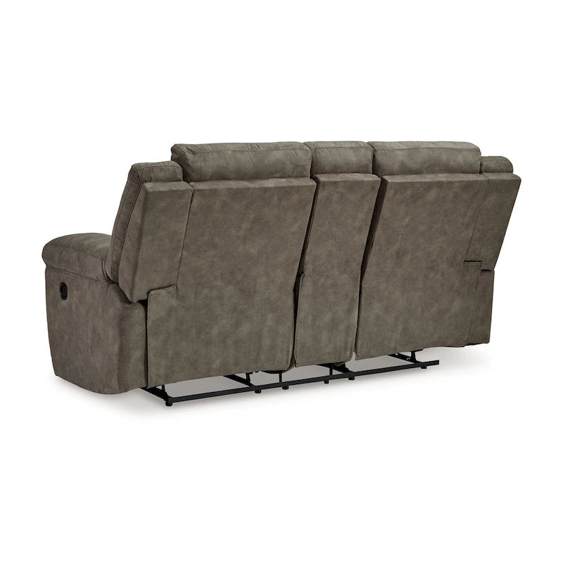 Causeuse inclinable manuelle en simili cuir marron pour 2 personnes