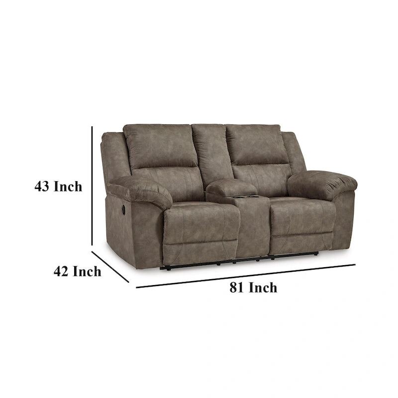 Causeuse inclinable manuelle en simili cuir marron pour 2 personnes
