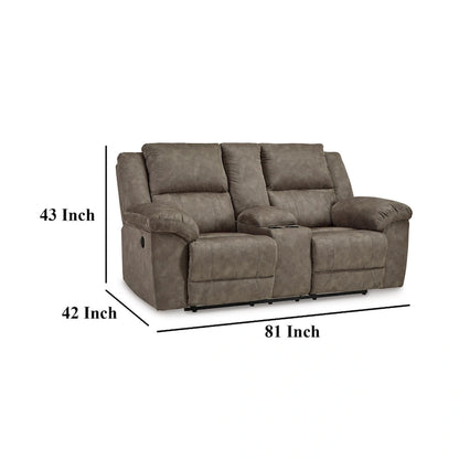 Causeuse inclinable manuelle en simili cuir marron pour 2 personnes