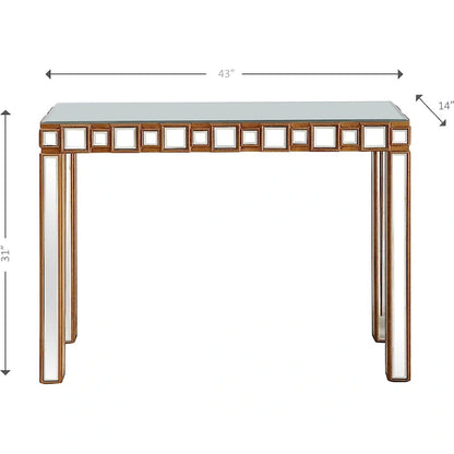 Console Miroir Dorée – Style Contemporain, Piètement 4 Pieds, 1 Pièce
