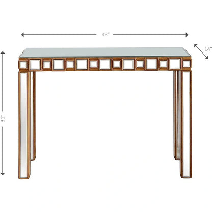 Console Miroir Dorée – Style Contemporain, Piètement 4 Pieds, 1 Pièce