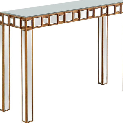 Console Miroir Dorée – Style Contemporain, Piètement 4 Pieds, 1 Pièce