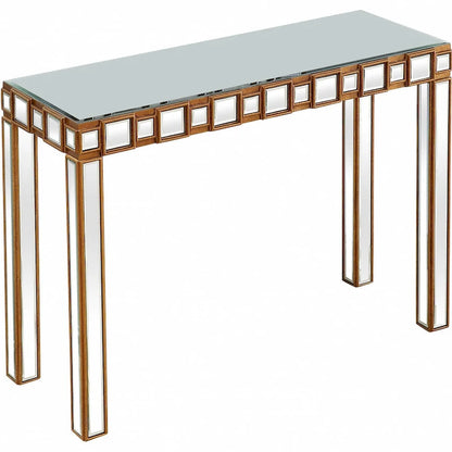Console Miroir Dorée – Style Contemporain, Piètement 4 Pieds, 1 Pièce