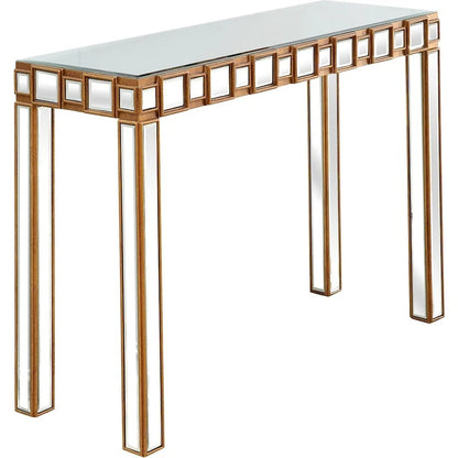 Console Miroir Dorée – Style Contemporain, Piètement 4 Pieds, 1 Pièce