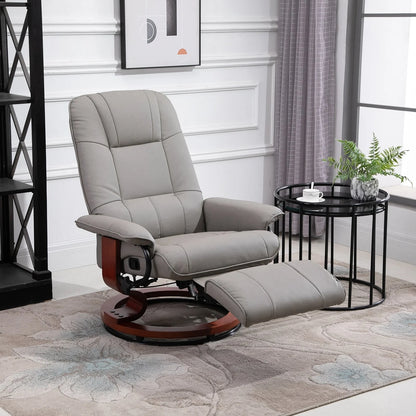 Fauteuil inclinable manuel pivotant en similicuir HomCom avec repose-pieds confortable et relaxant