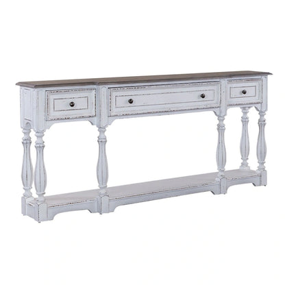 Table console de couloir 183 cm Magnolia Manor Antique White & Weathered Bark