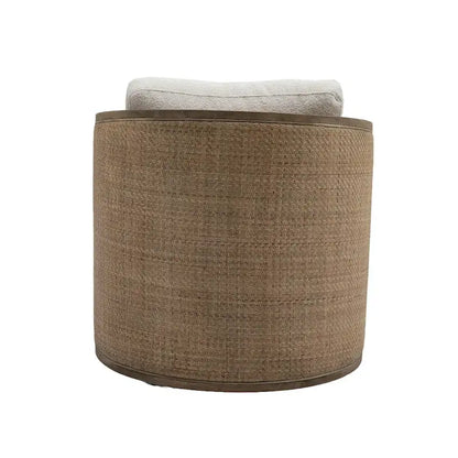 Fauteuil pivotant, fauteuil d'appoint rond confortable, fauteuil club pivotant à 360 degrés, fauteuil de loisirs avec cadre en rotin tressé