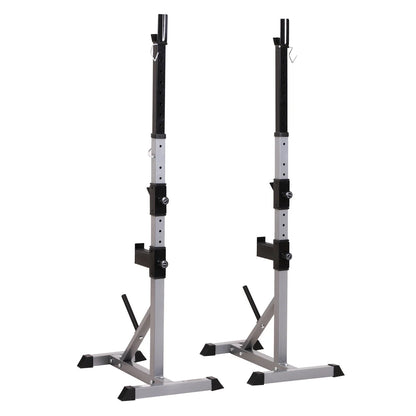 Soozier Rack à squat/banc de musculation en acier 2 pièces réglable en hauteur - N/A