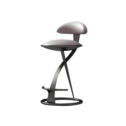 Tabouret de bar élégant en cuir beige avec cadre en métal doré de luxe