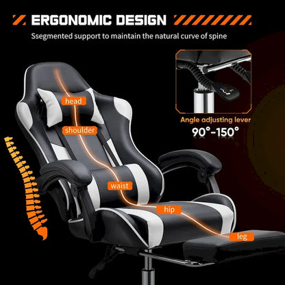 Chaise de bureau de jeu pivotante en cuir PU