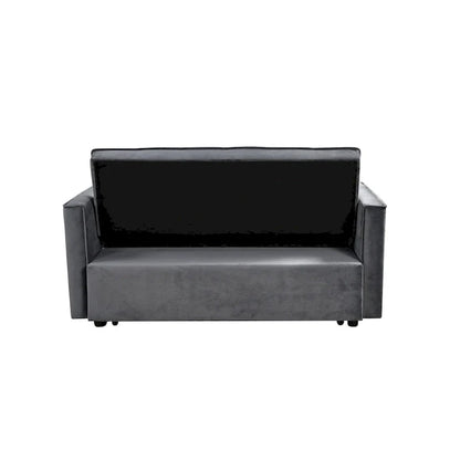 Causeuse futon moderne en velours avec dossier inclinable et poches, 2 places — Gris foncé / Gris clair / Bleu / Noir