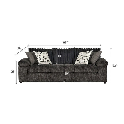 Ensemble canapé, causeuse et fauteuil câlin en velours côtelé à grosses côtes Nason de Roundhill Furniture