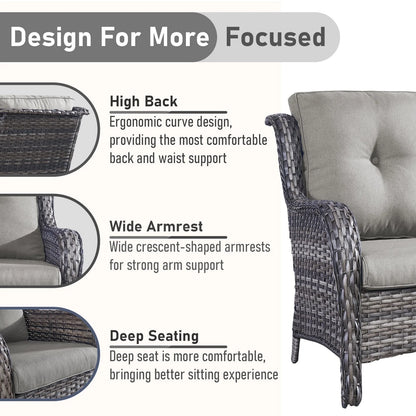 Gymojoy Canapé d'extérieur deux places en rotin Wicker Sofa Set