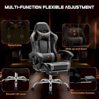 Chaise de bureau de jeu pivotante en cuir PU