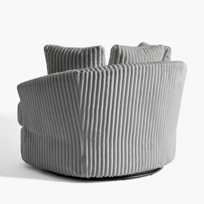 Lot de 2 fauteuils pivotants ronds surdimensionnés en velours côtelé moelleux de 43 po de large avec oreillers