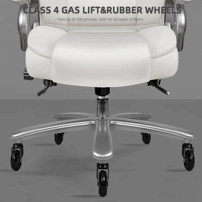 Chaise de bureau de direction Bossin grande taille et forte, 500 lb, avec support lombaire réglable, chaise ergonomique en cuir PU à dossier haut pour ordinateur