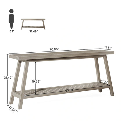 Table console de ferme de 70,9 pouces à 2 niveaux, étroite et longue, à placer derrière le canapé