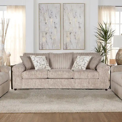 Ensemble canapé, causeuse et fauteuil câlin en velours côtelé à grosses côtes Nason de Roundhill Furniture