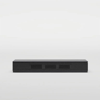 Meuble TV minimaliste avec tiroirsConsole multimédia en bois massif avec placards, porte abattante, placage noyer, entièrement assemblé