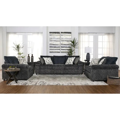 Ensemble canapé, causeuse et fauteuil câlin en velours côtelé à grosses côtes Nason de Roundhill Furniture