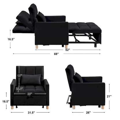 Fauteuil Lit Convertible 3 en 1, Noir