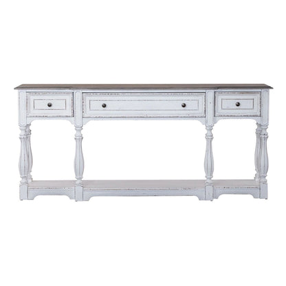Table console de couloir 183 cm Magnolia Manor Antique White & Weathered Bark