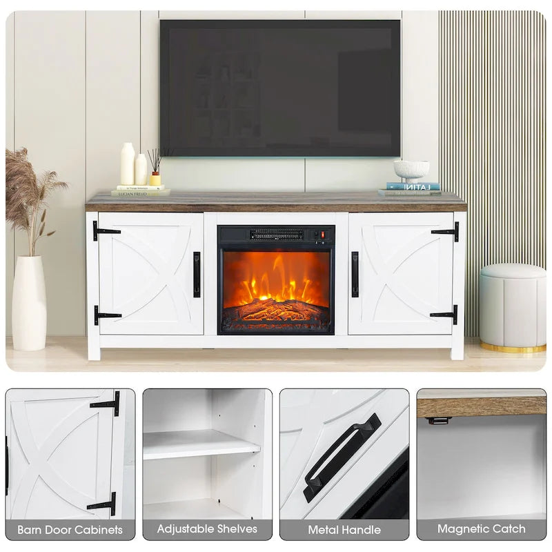 Meuble console de 147 cm avec foyer électrique pour téléviseurs jusqu'à 65 pouces