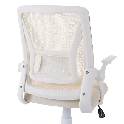Javlergo Chaise de Bureau Dossier Mi-Hauteur Pivotante avec Support Lombaire, Fauteuil de Bureau Ergonomique en Maille avec Accoudoirs