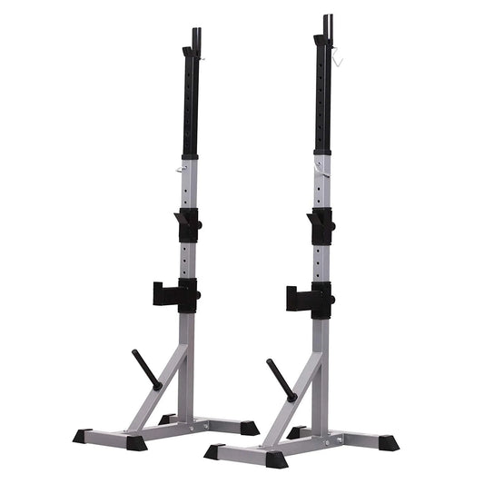 Soozier Rack à squat/banc de musculation en acier 2 pièces réglable en hauteur - N/A