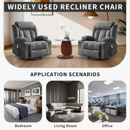 Fauteuil inclinable, Fauteuils à bascule avec massage et chauffage, Poches latérales et porte-gobelet