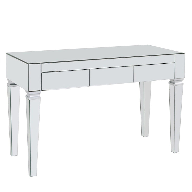 Bureau miroir avec 3 tiroirs – Argenté, 1 place assise