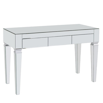 Bureau miroir avec 3 tiroirs – Argenté, 1 place assise
