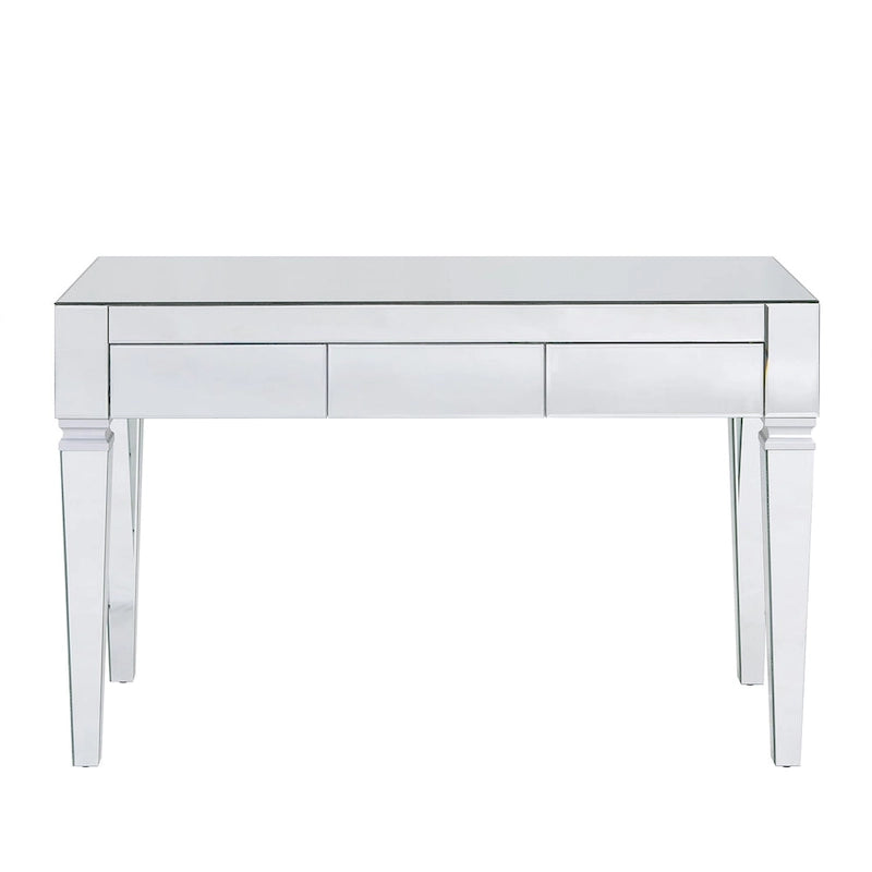 Bureau miroir avec 3 tiroirs – Argenté, 1 place assise