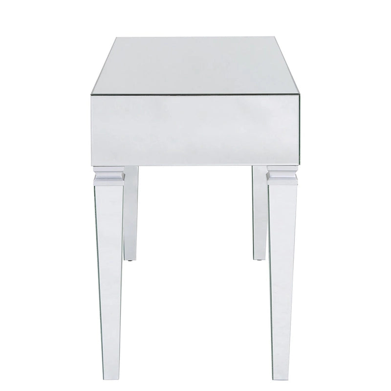 Bureau miroir avec 3 tiroirs – Argenté, 1 place assise