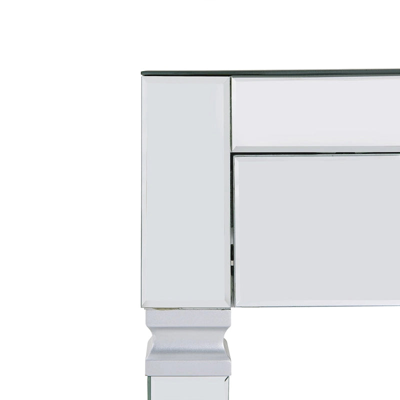 Bureau miroir avec 3 tiroirs – Argenté, 1 place assise