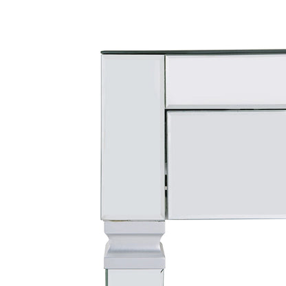 Bureau miroir avec 3 tiroirs – Argenté, 1 place assise