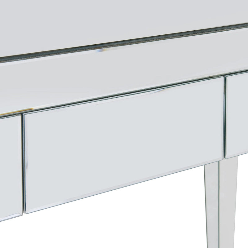 Bureau miroir avec 3 tiroirs – Argenté, 1 place assise