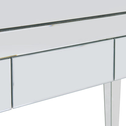 Bureau miroir avec 3 tiroirs – Argenté, 1 place assise