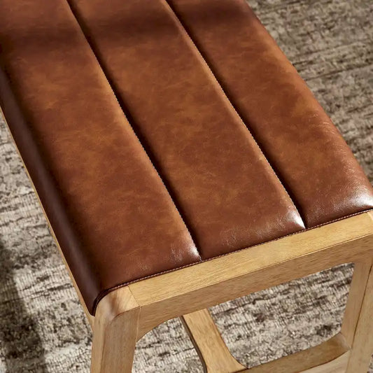 Banc de salle à manger en similicuir chêne clair caramel, 2 places
