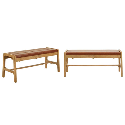 Banc de salle à manger en similicuir chêne clair caramel, 2 places